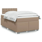 Boxspringbed in grijs materiaal met massief grenenhout en vullingsendracht - Cappuccino / 120 x 200 cm / knoppwn