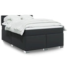 Boxspringbed in grijs materiaal met massief grenenhout en vullingsendracht - Zwart / 160 x 200 cm / knoppwn - Bedden &
