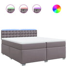 Boxspringbed in grijs materiaal met massief grenenhout en vullingsendracht - Bedden & bedframes