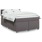 Boxspringbed in grijs materiaal met massief grenenhout en vullingsendracht - Grijs / 160 x 200 cm / knoppwn - Bedden &