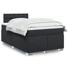 Boxspringbed in grijs materiaal met massief grenenhout en vullingsendracht - Zwart / 120 x 200 cm / knoppwn - Bedden &