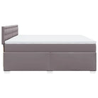 Boxspringbed in grijs materiaal met massief grenenhout en vullingsendracht - Bedden & bedframes