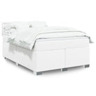 Boxspringbed in grijs materiaal met massief grenenhout en vullingsendracht - Wit / 140 x 190 cm / knoppwn - Bedden &