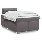 Boxspringbed in grijs materiaal met massief grenenhout en vullingsendracht - Grijs / 120 x 200 cm / knoppwn - Bedden &