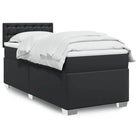 Boxspringbed in grijs materiaal met massief grenenhout en vullingsendracht - Zwart / 90 x 190 cm / knoppwn - Bedden &