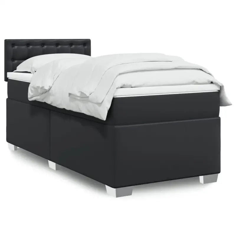 Boxspringbed in grijs materiaal met massief grenenhout en vullingsendracht - Zwart / 90 x 190 cm / knoppwn - Bedden &