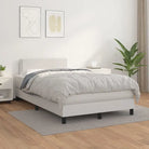 Boxspringbed met grijs materiaal en schuim afmetingen voor optimale rust - Wit / 120 x 200 cm / Effen met spijkers