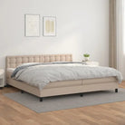 Boxspringbed met grijs materiaal en schuim afmetingen voor optimale rust - Cappuccino / 200 x 200 cm / knoppwn - Bedden