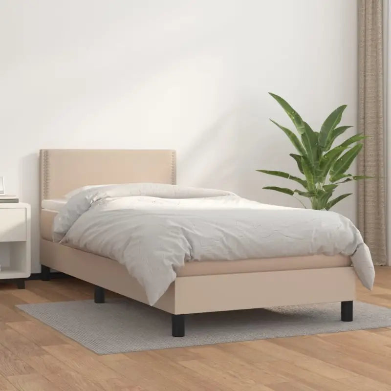 Boxspringbed met grijs materiaal en schuim afmetingen voor optimale rust - Cappuccino / 90 x 190 cm / Effen
