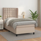 Boxspringbed met hoogwaardig kunstleer en comfortabele schuim afmetingen - Cappuccino / 90 x 190 cm / knoppwn - Bedden