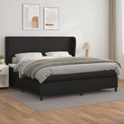 Boxspringbed met hoogwaardig kunstleer en comfortabele schuim afmetingen - Zwart / 200 x 200 cm / Effen ontwerp