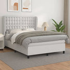 Boxspringbed met hoogwaardig kunstleer en comfortabele schuim afmetingen - Wit / 140 x 200 cm / knoppwn - Bedden &