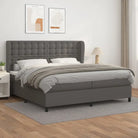 Boxspringbed met hoogwaardig kunstleer en comfortabele schuim afmetingen - Grijs / 200 x 200 cm / knoppwn - Bedden &