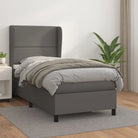 Boxspringbed met hoogwaardig kunstleer en comfortabele schuim afmetingen - Grijs / 100 x 200 cm / Effen met spijkers