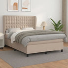 Boxspringbed met hoogwaardig kunstleer en comfortabele schuim afmetingen - Cappuccino / 140 x 190 cm / knoppwn - Bedden