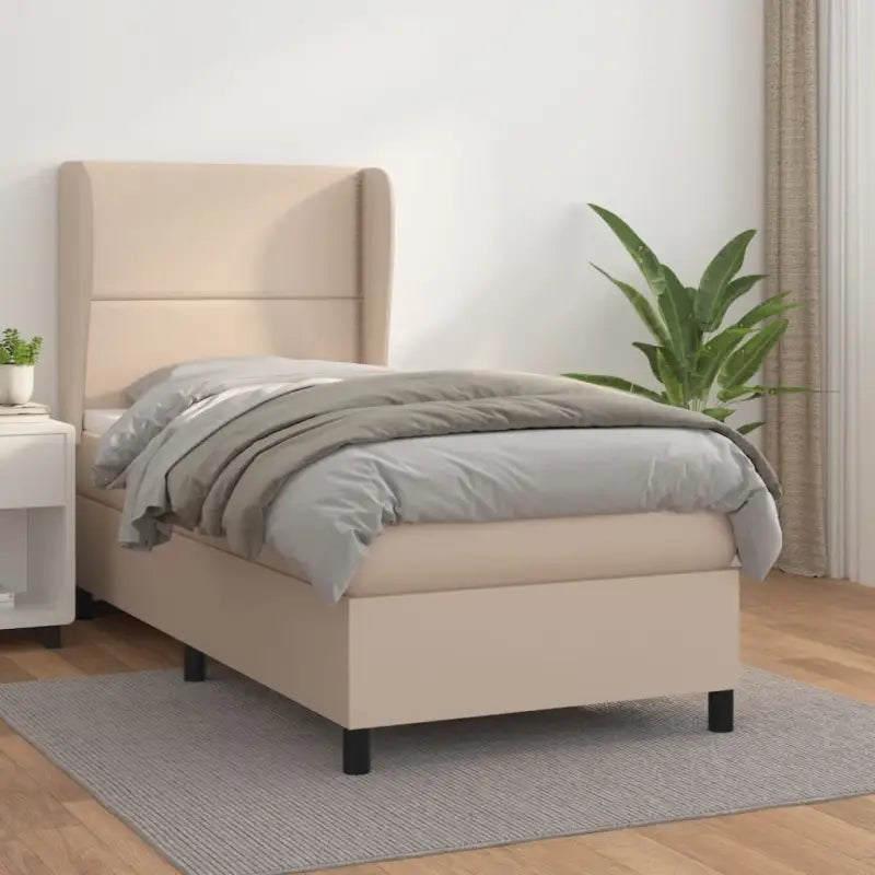 Boxspringbed met hoogwaardig kunstleer en comfortabele schuim afmetingen - Cappuccino / 80 x 200 cm / Effen