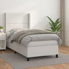 Boxspringbed met hoogwaardig kunstleer en wit materiaal voor rustslaap - Wit / 90 x 200 cm / Effen met spijkers