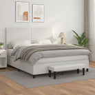 Boxspringbed met hoogwaardig kunstleer in grijs materiaal voor rustgevende nachten - Wit / 180 x 200 cm / Effen ontwerp
