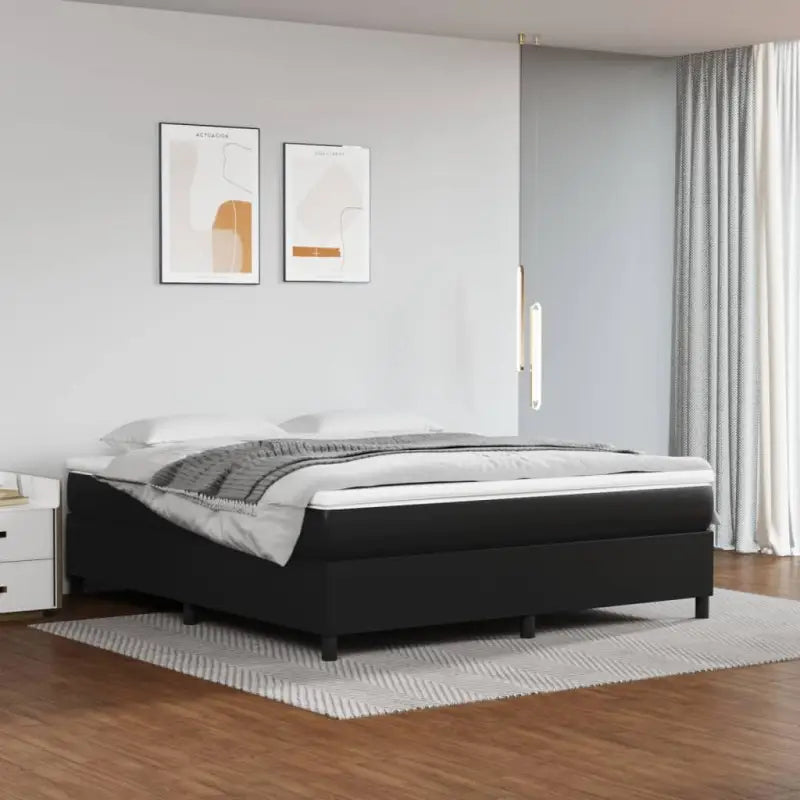 Boxspringbed met multiplex lattenbodem en crème kunstleer voor rust - Zwart / 160 x 200 cm / 35 cm - Bedden & bedframes