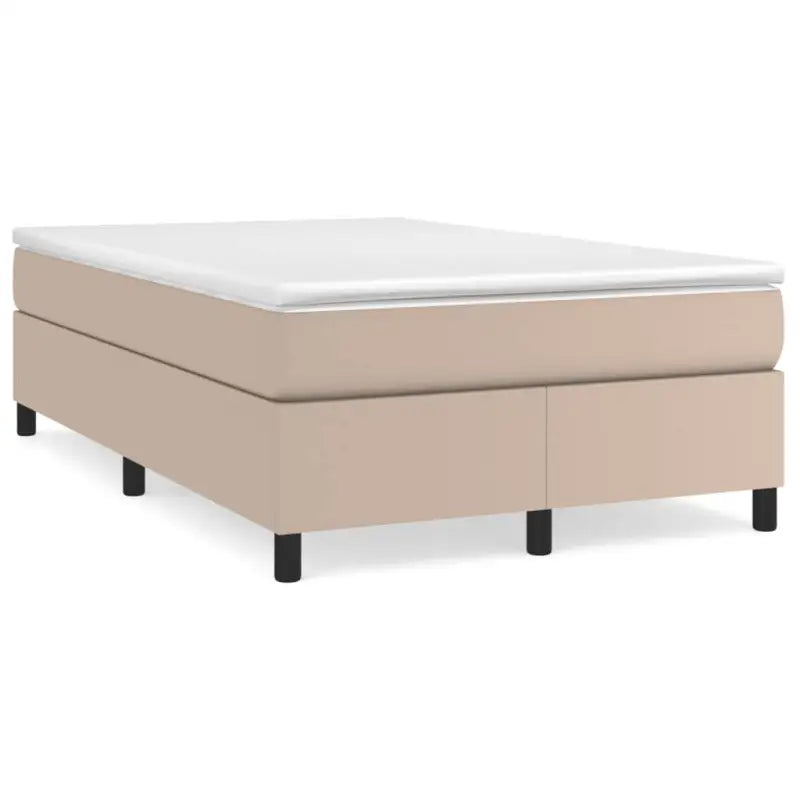 Boxspringbed met multiplex lattenbodem en crème kunstleer voor rust - Cappuccino / 120 x 190 cm / 33.5 cm - Bedden &