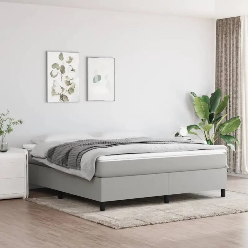 Boxspringbed met multiplex lattenbodem en zwart materiaal voor comfortabele slaap - Lichtgrijs / 180 x 200 cm / 35 cm