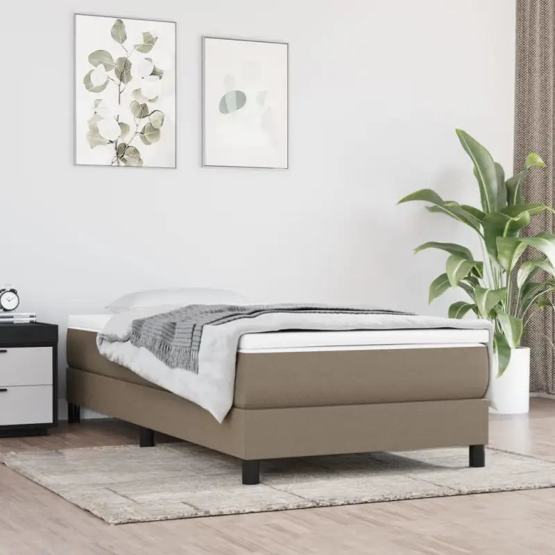 Boxspringbed met multiplex lattenbodem en zwart materiaal voor comfortabele slaap - Taupe / 100 x 200 cm / 25 cm