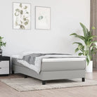 Boxspringbed met multiplex lattenbodem en zwart materiaal voor comfortabele slaap - Lichtgrijs / 80 x 200 cm / 25 cm