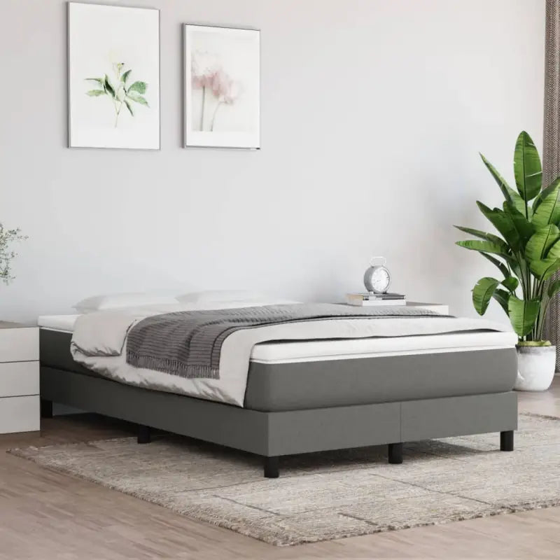 Boxspringbed met multiplex lattenbodem en zwart materiaal voor comfortabele slaap - Donkergrijs / 120 x 200 cm / 25 cm