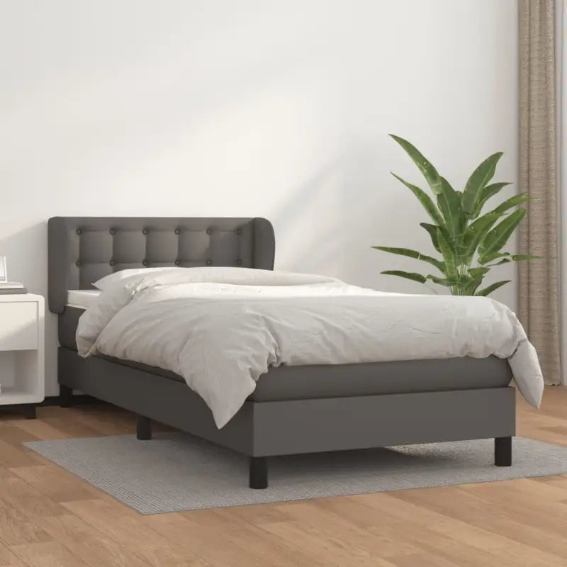 Boxspringbed met zwart materiaal en schuim afmetingen voor ultiem slaapcomfort - Grijs / 80 x 200 cm / knoppwn - Bedden