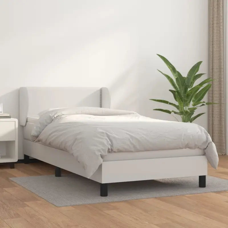 Boxspringbed met zwart materiaal en schuim afmetingen voor ultiem slaapcomfort - Wit / 100 x 200 cm / Effen