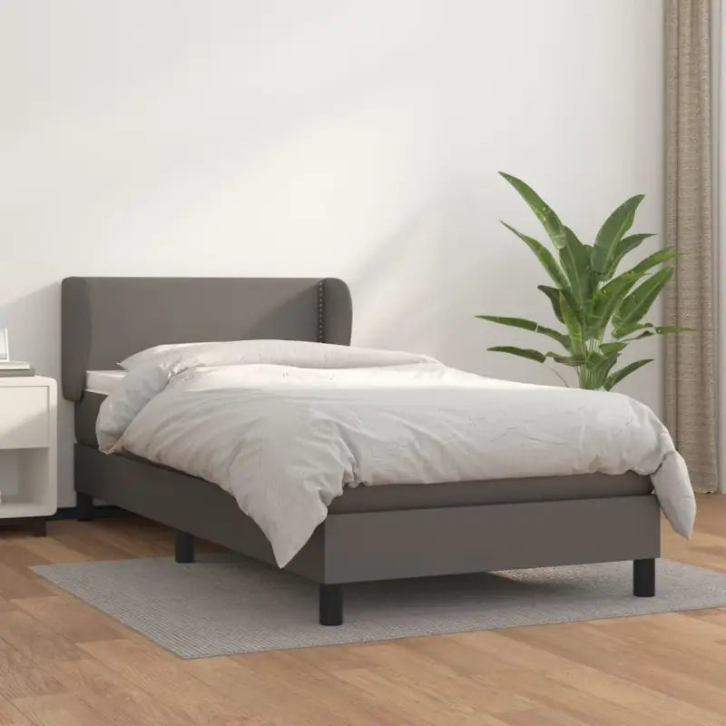 Boxspringbed met zwart materiaal en schuim afmetingen voor ultiem slaapcomfort - Grijs / 100 x 200 cm / Effen
