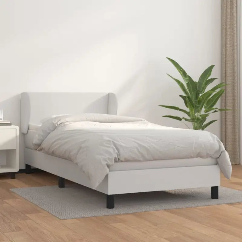 Boxspringbed met zwart materiaal en schuim afmetingen voor ultiem slaapcomfort - Wit / 90 x 200 cm / Effen ontwerp