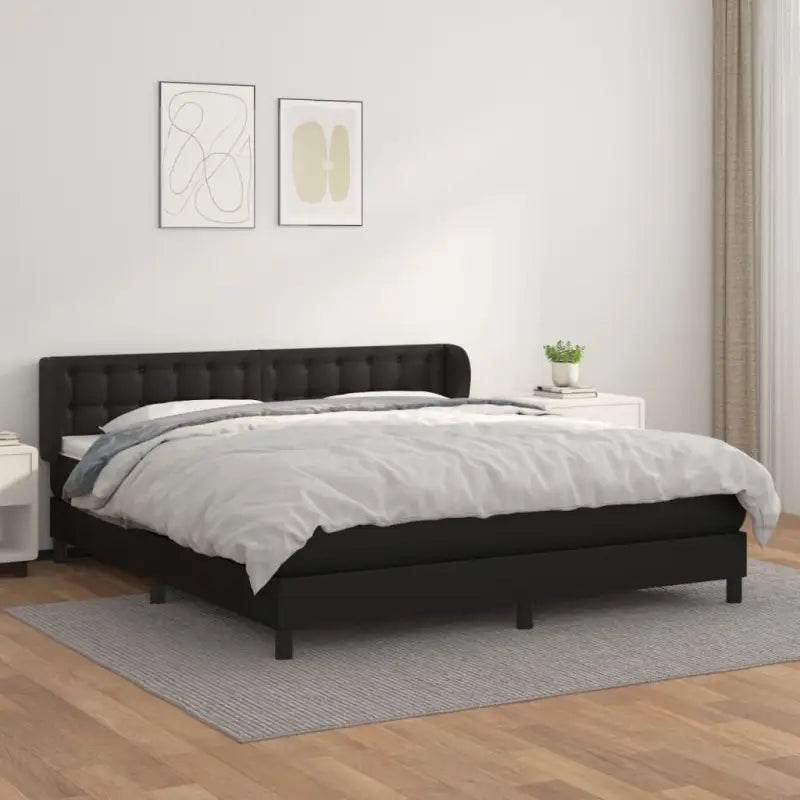 Boxspringbed met zwart materiaal en schuim afmetingen voor ultiem slaapcomfort - Zwart / 180 x 200 cm / knoppwn