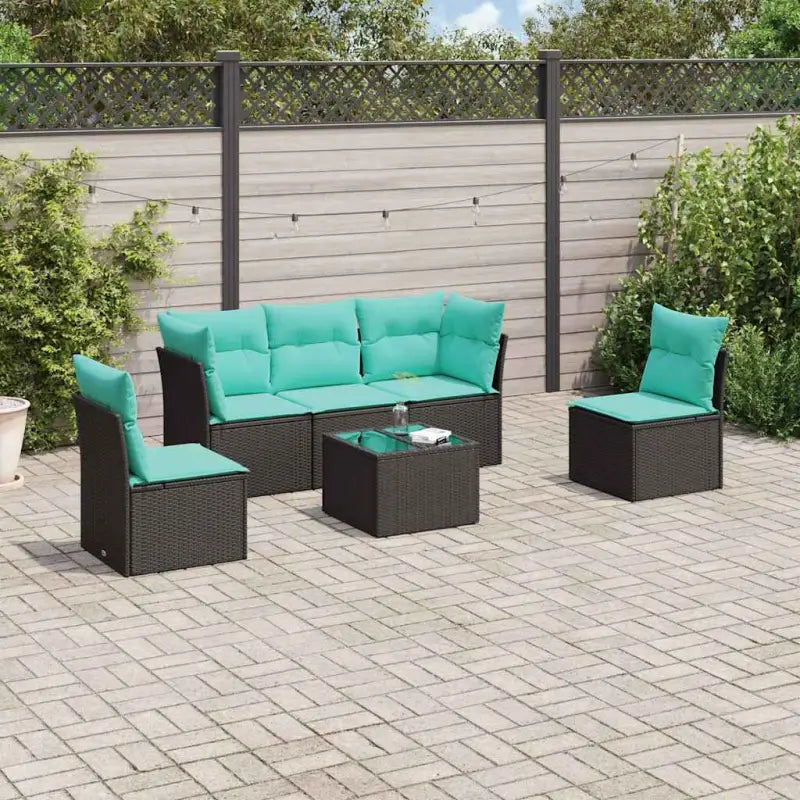 Bruin materiaal loungeset van gepoedercoat staal met ideale afmetingen - Zwart en blauw / Met tafel - Tuinsets
