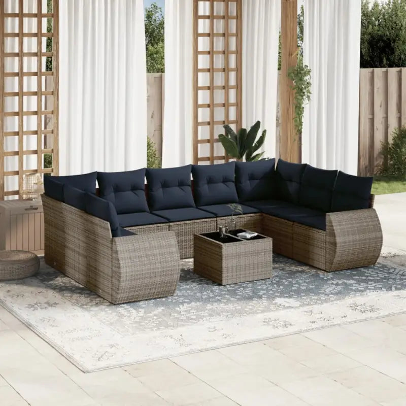 Bruine loungeset met gepoedercoat staal en waterdichte tas voor buiten - Grijs / Met tafel - Tuinsets