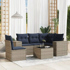 Bruine loungeset met gepoedercoat staal en waterdichte zak voor buiten - grijs en marineblauw / Met tafel - Tuinsets