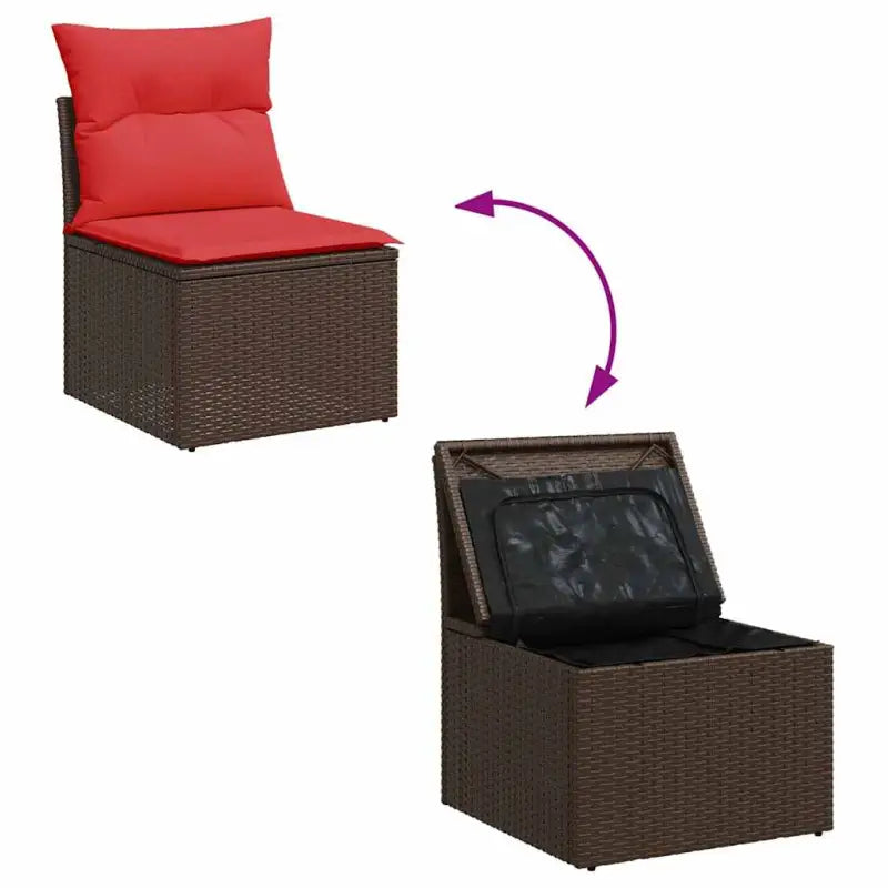 Bruine loungeset met waterdichte tas en gepoedercoat staal voor buiten - Bruin / met opbergruimte - Tuinsets