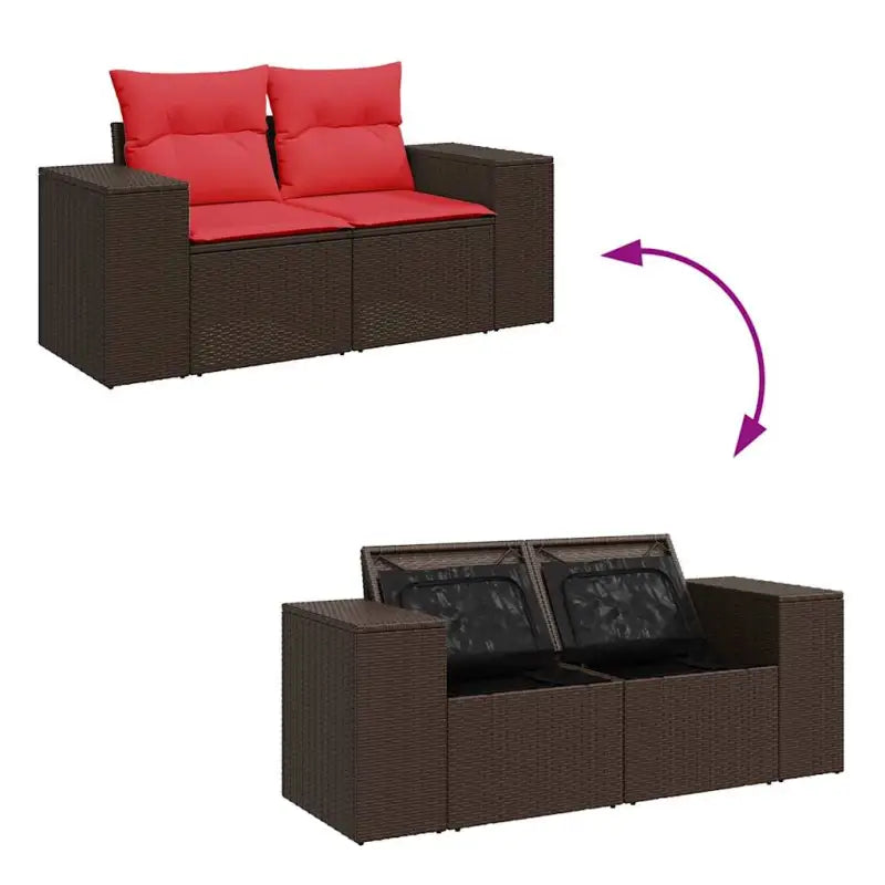 Bruine loungeset met waterdichte tas en gepoedercoat staal voor buiten - Bruin - Tuinsets