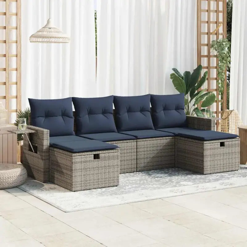 Bruine loungeset met waterdichte zak en gepoedercoat staal afmetingen - Grijs / met opbergruimte - Tuinsets