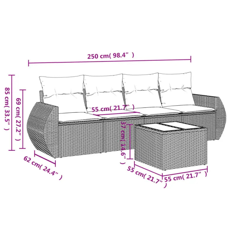 Bruine tuin loungeset met gepoedercoat staal en waterdichte tas - Tuinsets