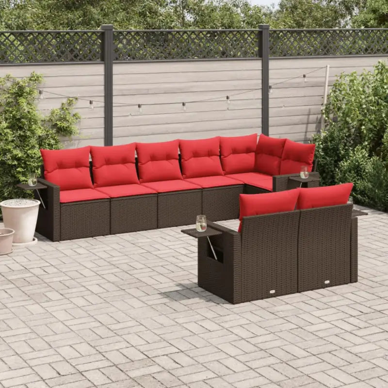 Bruine tuin loungeset met gepoedercoat staal en waterdichte tas - Bruin en rood / Zonder tafel - Tuinsets