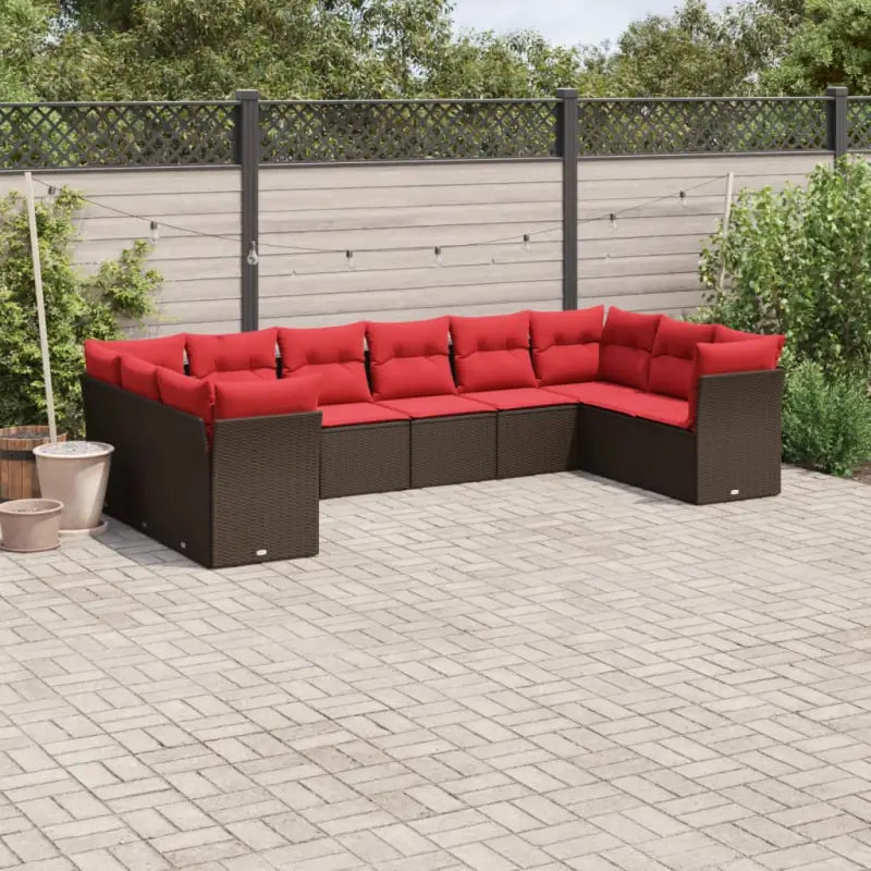 Bruine tuinloungeset met gepoedercoat staal en waterdichte tas - Bruin en rood / Zonder tafel - Tuinsets