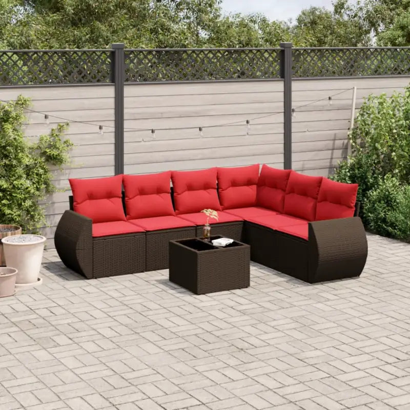 Bruine tuinset met waterdichte tas en gepoedercoat staal - Bruin en rood / Met tafel - Tuinsets