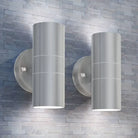 Buitenverlichting LED wandlamp met levering bevat zwart roestvrij staal - Zilver / 2 / Licht naar boven en beneden