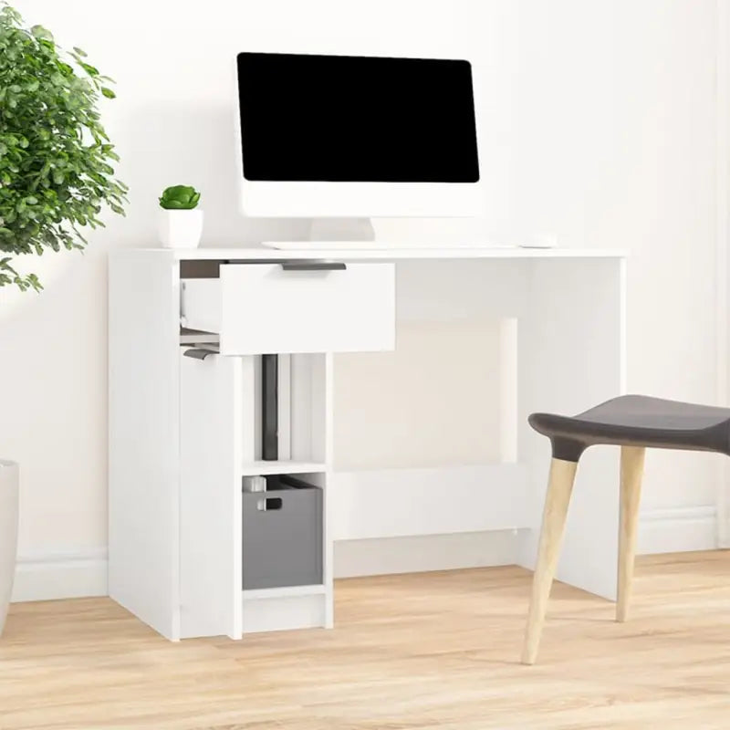 Bureau in Grijs Sonoma met bewerkt hout voor moderne woonruimte - Wit - Bureaus
