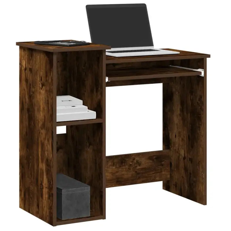 Bureau met planken van bewerkt hout voor praktische en decoratieve ruimte - Gerookt eiken - Bureaus