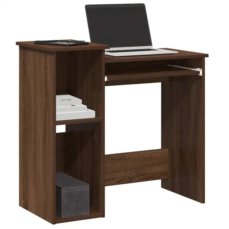 Bureau met planken van bewerkt hout voor praktische en decoratieve ruimte - bruin eikenkleur - Bureaus
