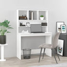 Bureau met schappen van bewerkt hout voor praktische en decoratieve ruimtes - Hoogglans wit - Bureaus
