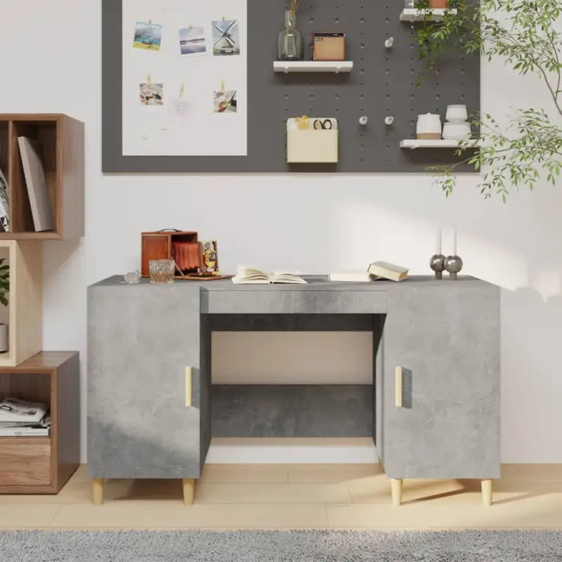 Bureau van bewerkt hout met hoge kwaliteit en stabiliteit - Betongrijs - Bureaus