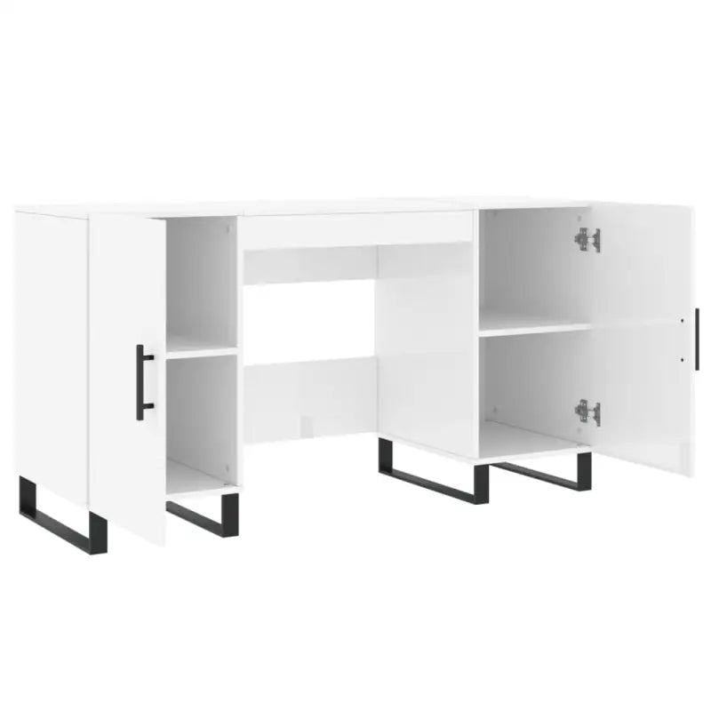 Bureau van bewerkt hout met hoogglans wit voor een elegante werkomgeving - Bureaus